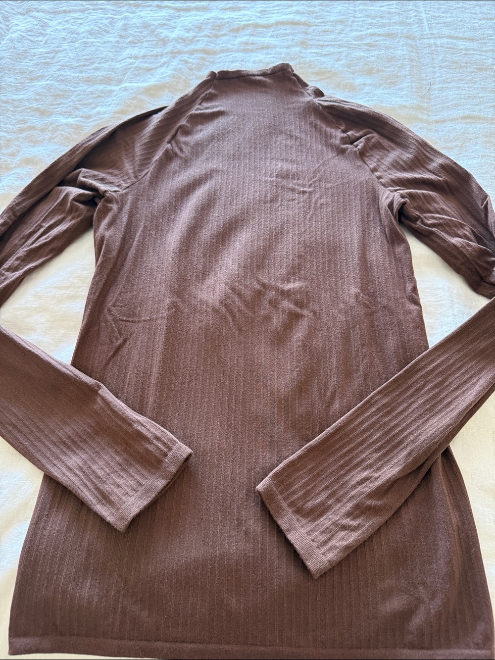 Anthropologie Ribbed Long-Sleeve Women's Top- Chocolate Brown